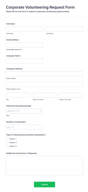 Corporate Volunteering Request Form Template