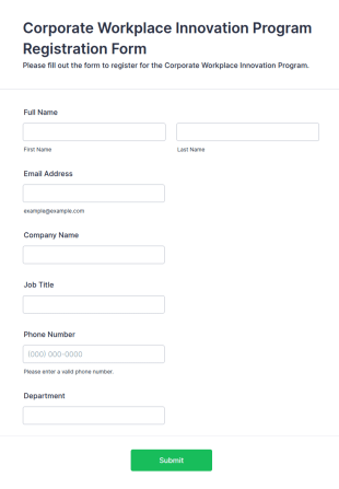 Corporate Workplace Innovation Program Registration Form Template