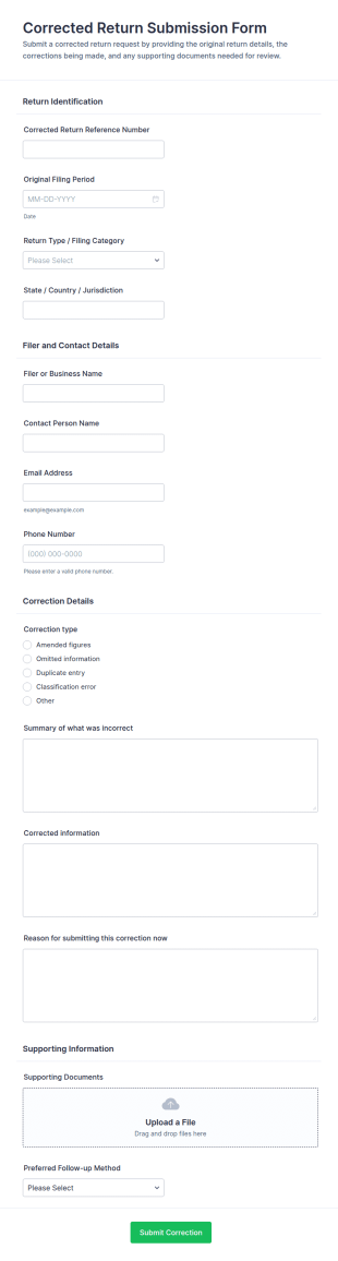 Corrected Return Submission Form Template