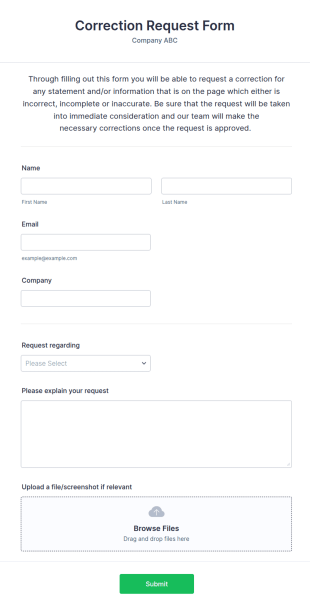 Correction Request Form Template