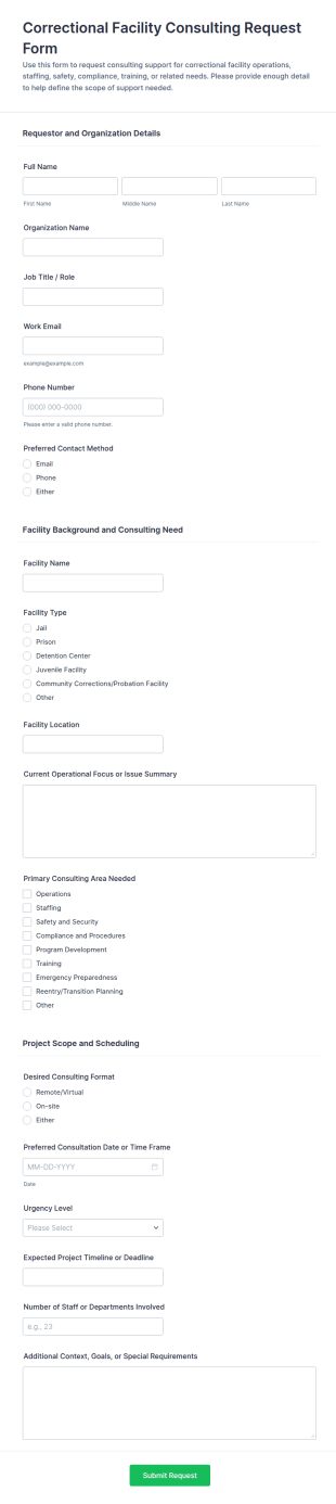 Correctional Facility Consulting Request Form Template