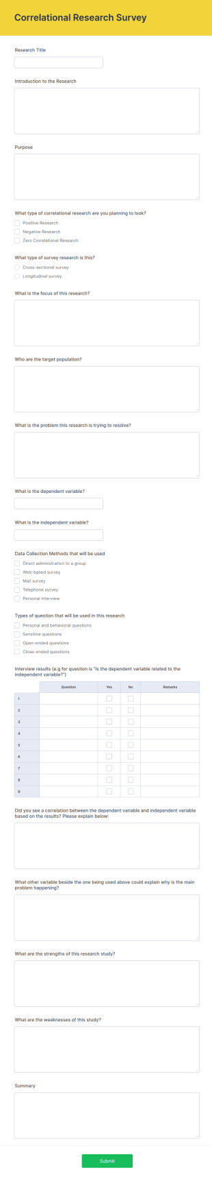 Correlational Research Survey Template