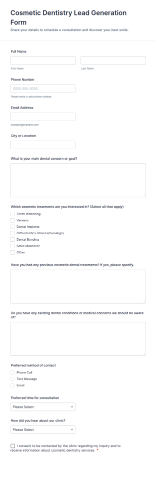 Cosmetic Dentistry Lead Generation Form Template
