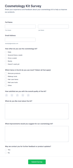 Cosmetology Kit Survey Form Template