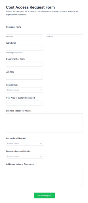 Cost Access Request Form Template