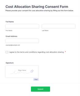Cost Allocation Sharing Consent Form Template