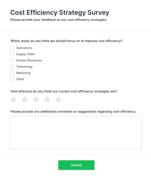Cost Efficiency Strategy Survey Form Template