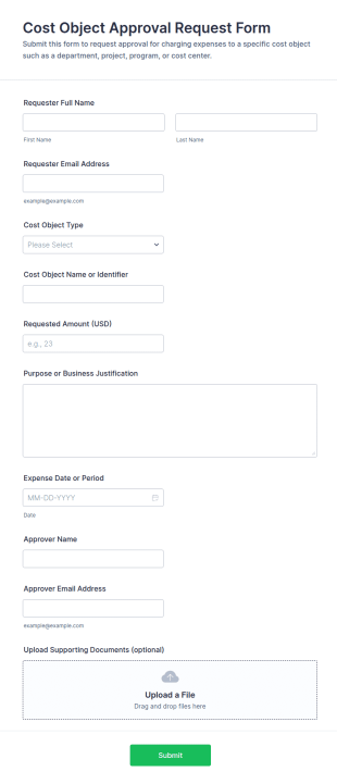 Cost Object Approval Request Form Template