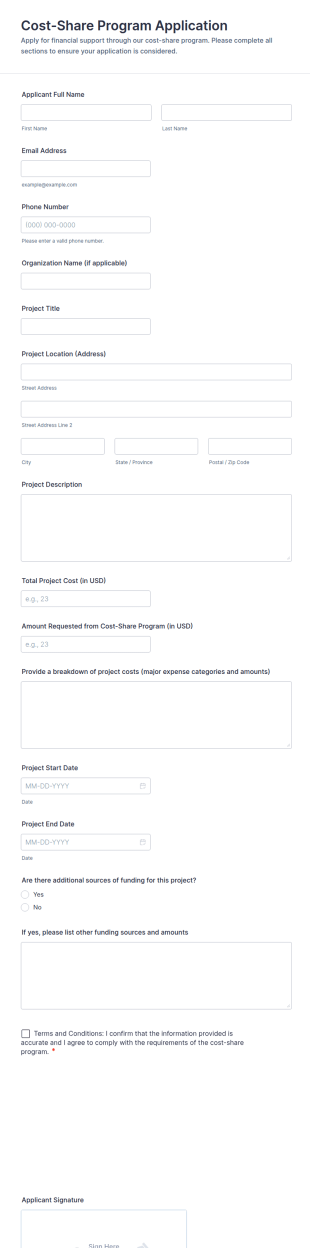 Cost Share Program Application Form Template