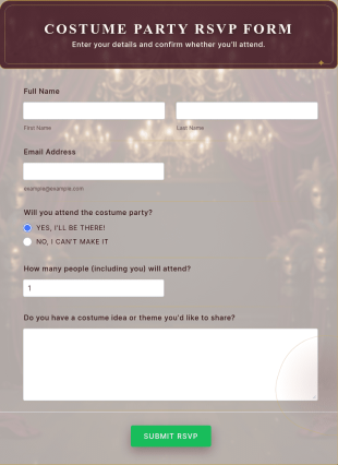 Costume Party RSVP Form Template