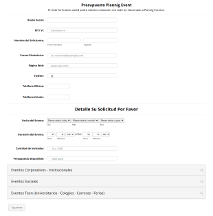 Cotización De Planeación De Eventos Form Template