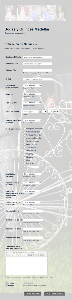 Cotización De Servicios Form Template