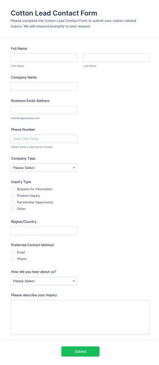 Cotton Lead Contact Form Template
