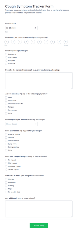 Cough Symptom Tracker Form Template