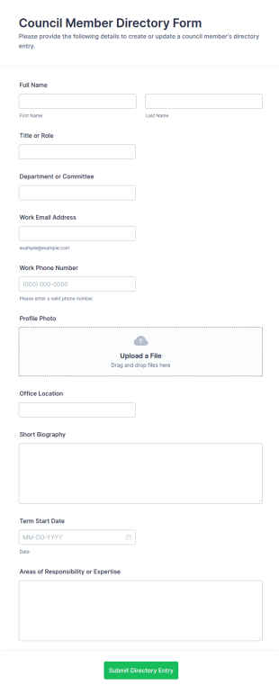Council Member Directory Form Template