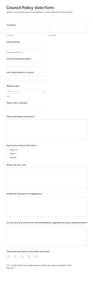 Council Policy Vote Form Template