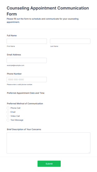 Counseling Appointment Communication Form Template