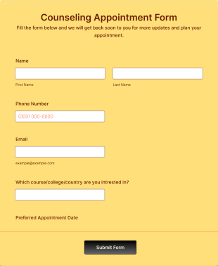 Counseling Appointment Form Template