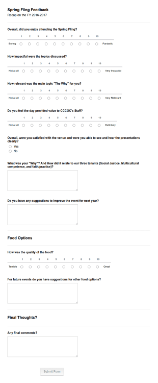 Counseling Event Feedback Form Template