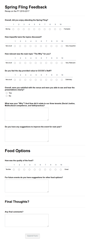 Counseling Event Feedback Form Template