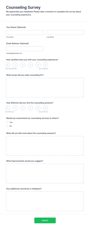 Counseling Survey Form Template