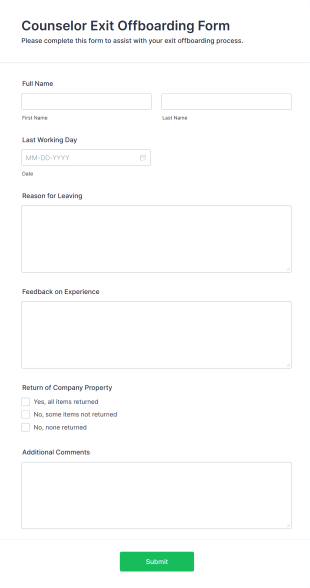 Counselor Exit Offboarding Form Template