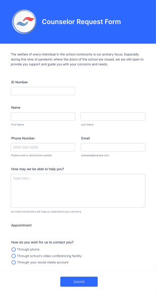 Counselor Request Form Template