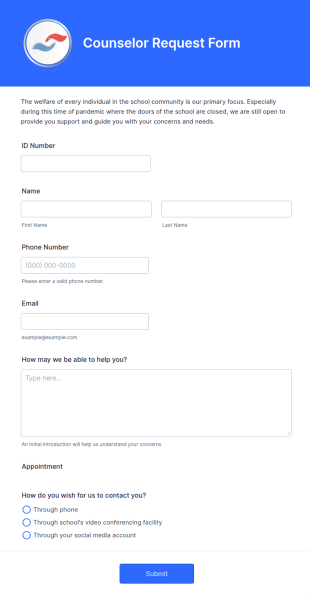 Counselor Request Form Template