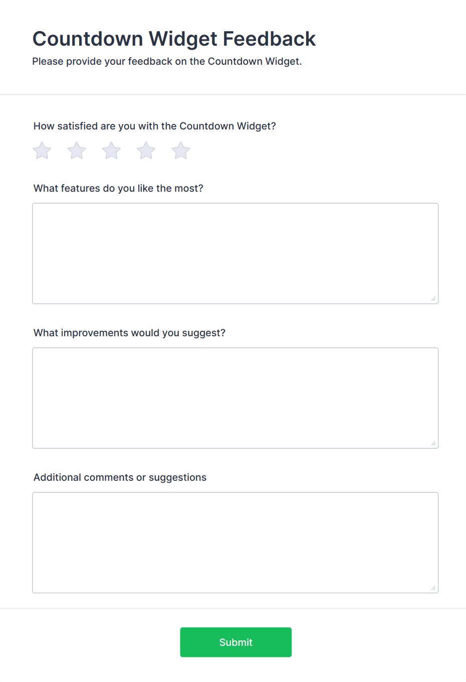 Countdown Widget Feedback Form Template | Jotform