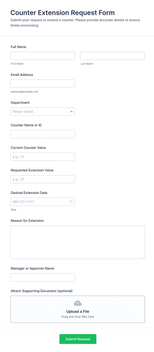 Counter Extension Request Form Template