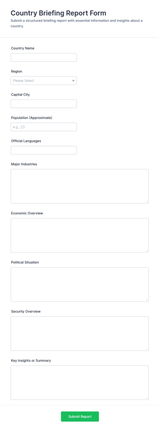 Country Briefing Report Form Template