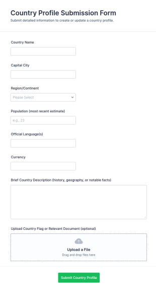 Country Profile Submission Form Template