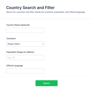 Country Search And Filter Form Template