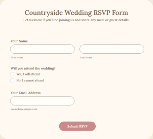 Countryside Wedding RSVP Form Template
