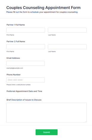 Couples Counseling Appointment Form Template