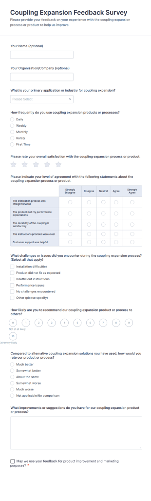 Coupling Expansion Feedback Survey Form Template