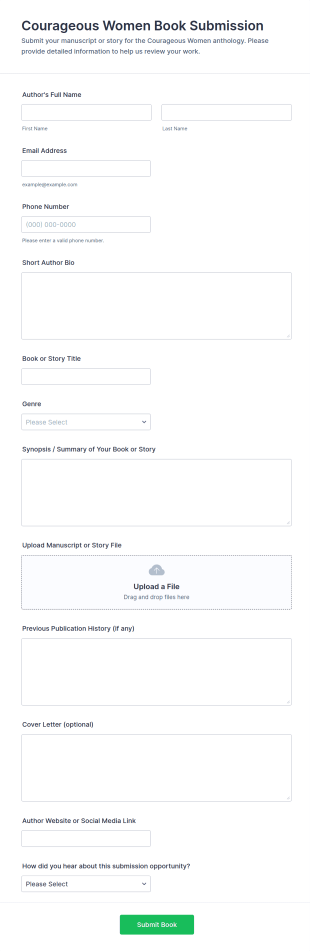 Courageous Women Book Submission Form Template
