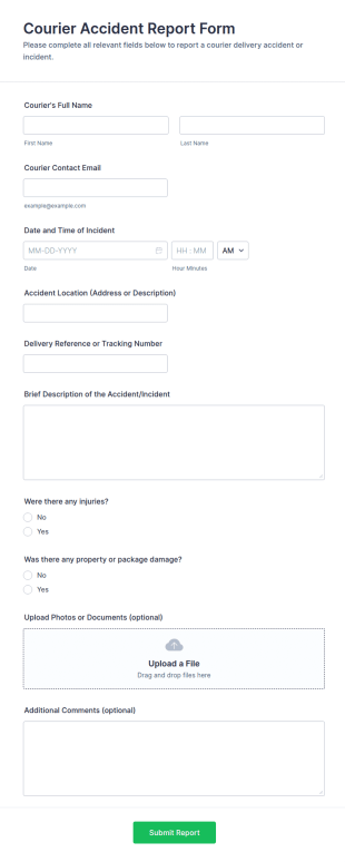 Courier Accident Report Form Template