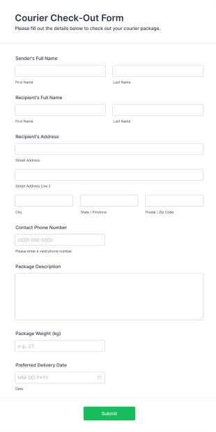 Courier Check Out Form Template