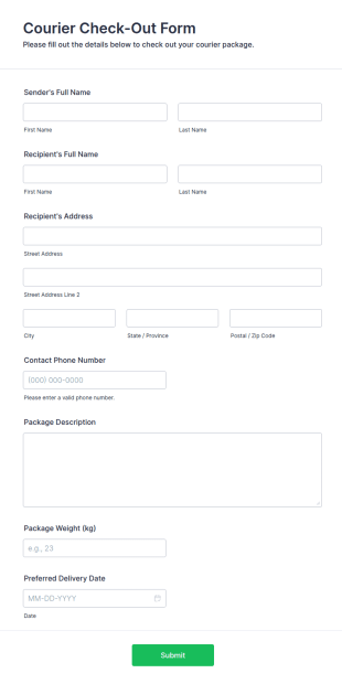 Courier Check Out Form Template
