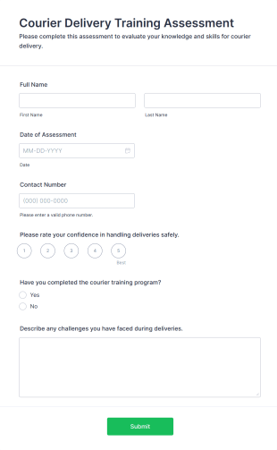 Courier Delivery Training Assessment Form Template
