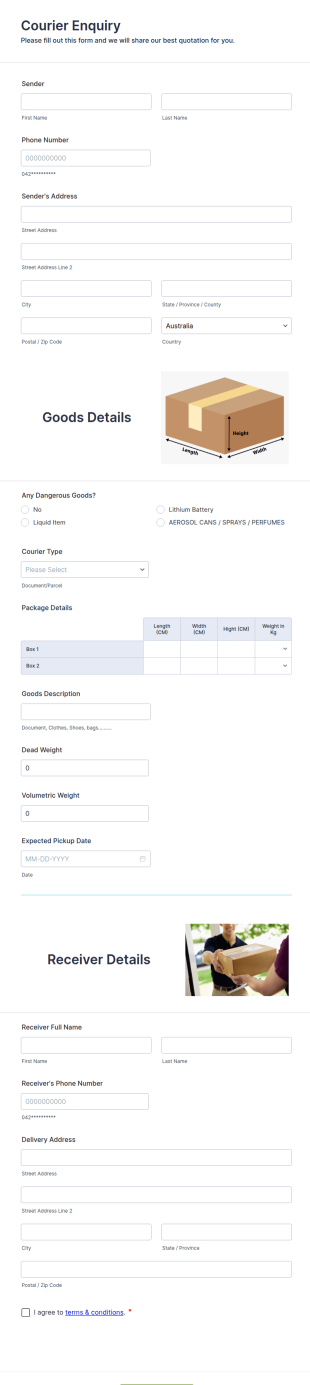 Courier Enquiry Form Template