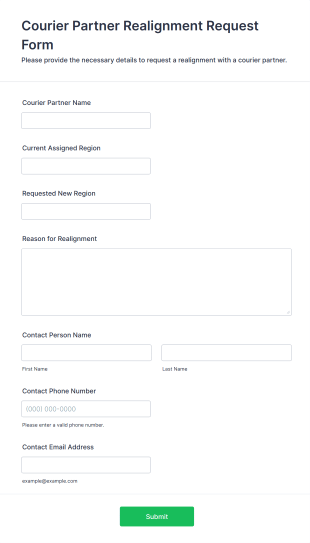 Courier Partner Realignment Request Form Template