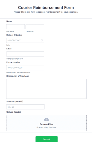 Courier Reimbursement Form Template