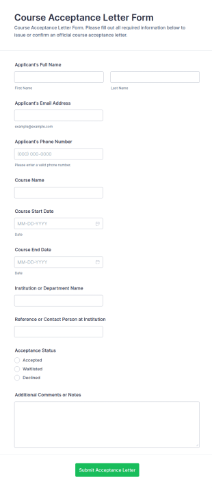 Course Acceptance Letter Form Template