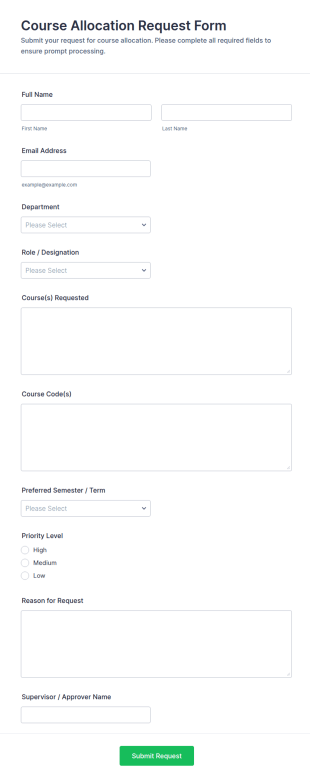 Course Allocation Request Form Template