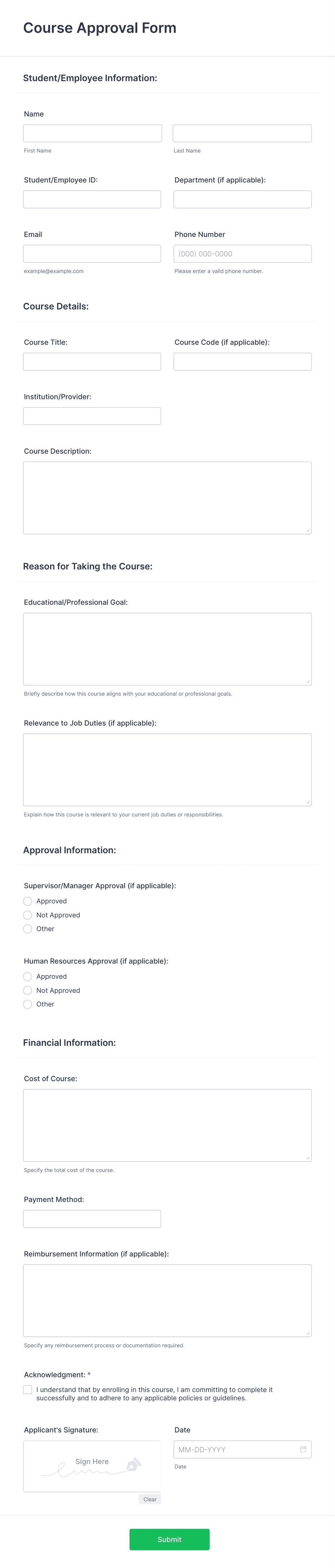 Course Approval Form Template | Jotform