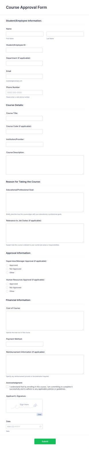 Course Approval Form Template
