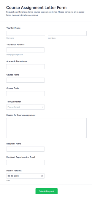 Course Assignment Letter Form Template