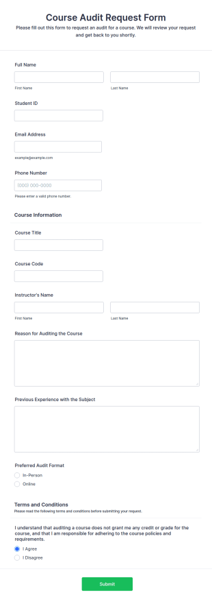 Course Audit Request Form Template